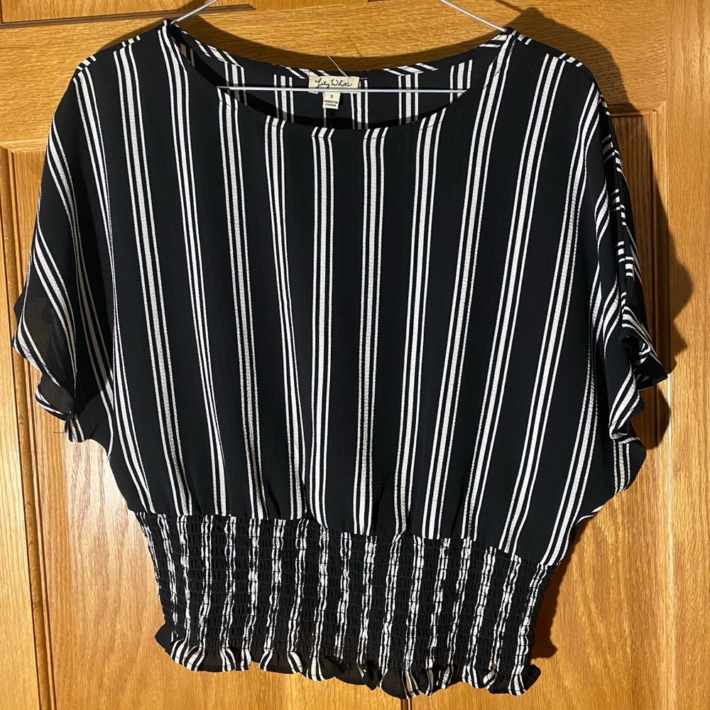Black and white striped blouse